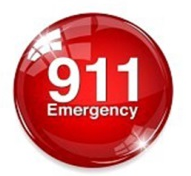 911 Emergency text on red circle